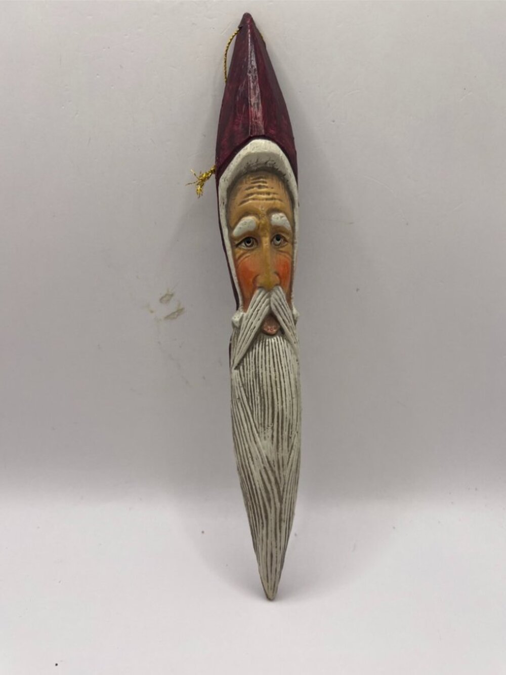 Folk Art Icicle Santa Ornament 9 Inches Christmas Tree Holidays Red White